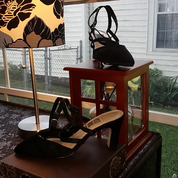 Satin Criss Cross Ankle Strap Heels - Picture 1 of 6